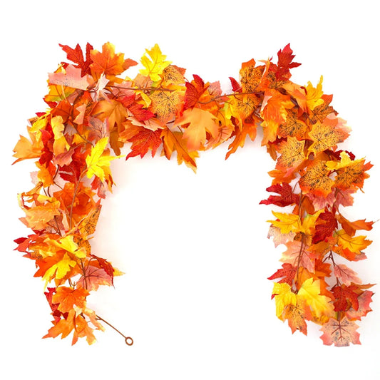 200cm Artificial Fall Maple Leaf Garland Autumn Leaves Fake Plant